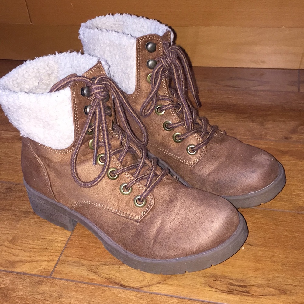 Brown lace up boots